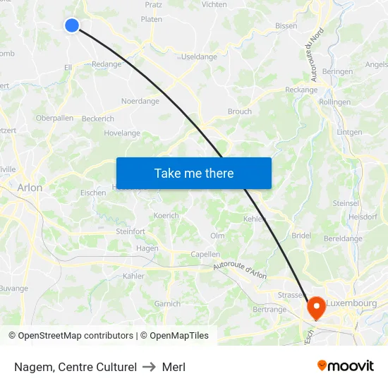 Nagem, Centre Culturel to Merl map