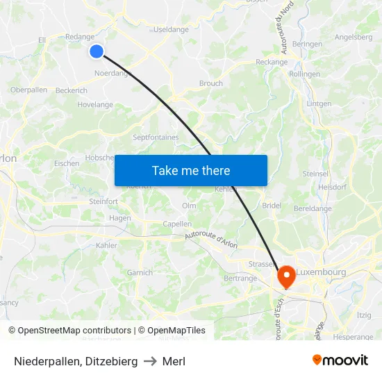 Niederpallen, Ditzebierg to Merl map