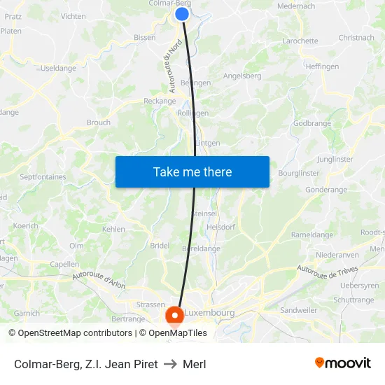 Colmar-Berg, Z.I. Jean Piret to Merl map