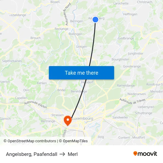 Angelsberg, Paafendall to Merl map