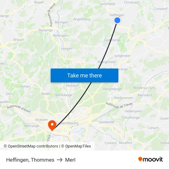 Heffingen, Thommes to Merl map