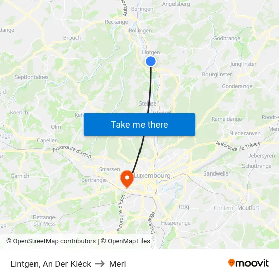 Lintgen, An Der Kléck to Merl map