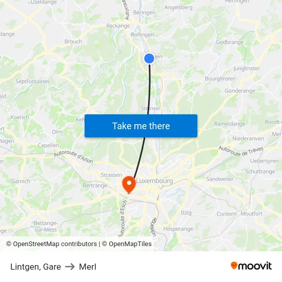Lintgen, Gare to Merl map