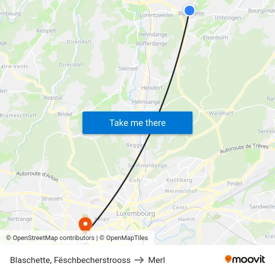 Blaschette, Fëschbecherstrooss to Merl map