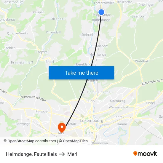 Helmdange, Fautelfiels to Merl map