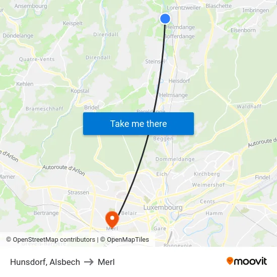 Hunsdorf, Alsbech to Merl map