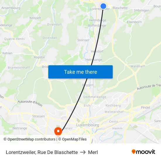 Lorentzweiler, Rue De Blaschette to Merl map