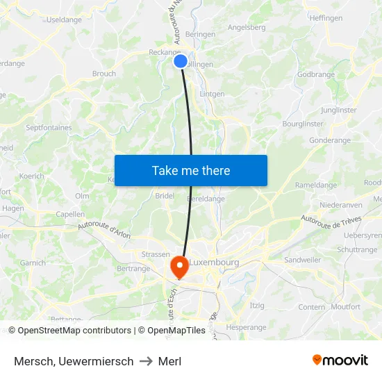 Mersch, Uewermiersch to Merl map
