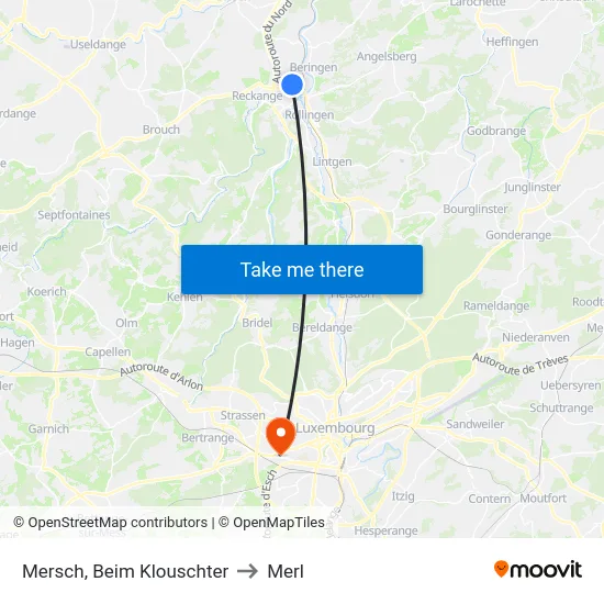 Mersch, Beim Klouschter to Merl map