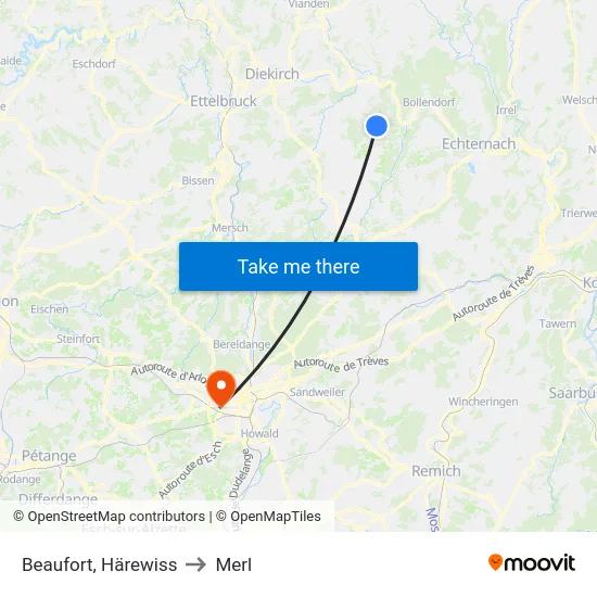 Beaufort, Härewiss to Merl map