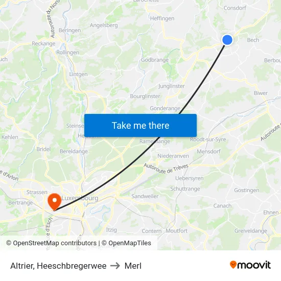 Altrier, Heeschbregerwee to Merl map