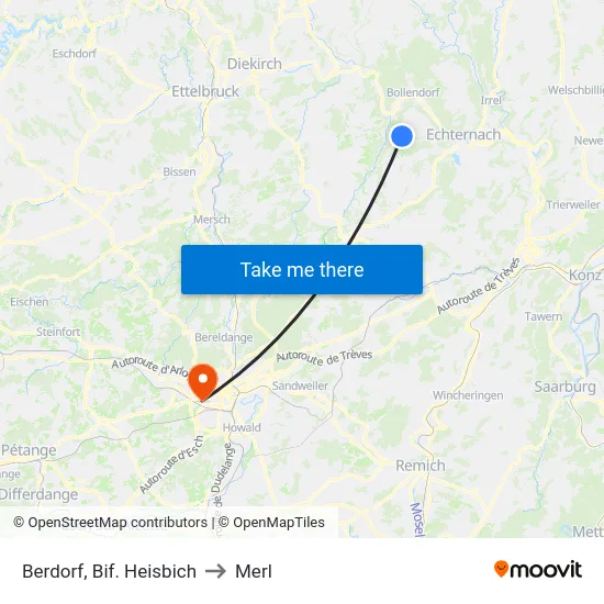 Berdorf, Bif. Heisbich to Merl map