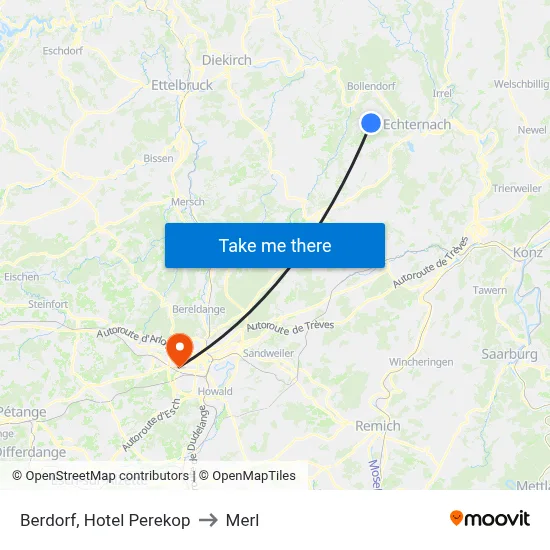 Berdorf, Hotel Perekop to Merl map