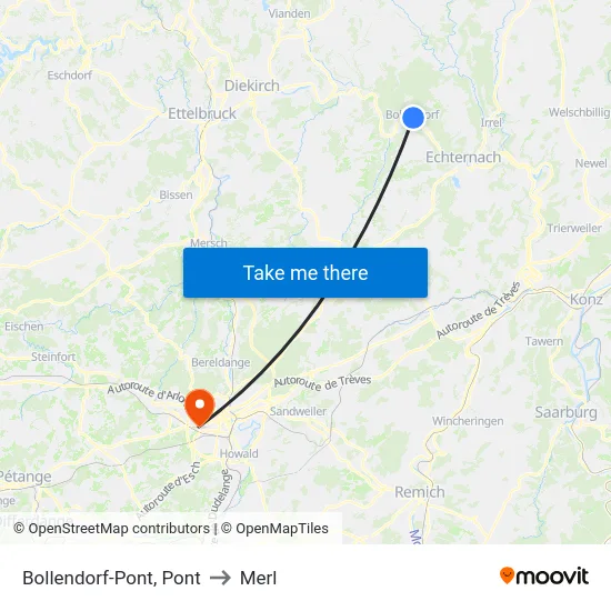 Bollendorf-Pont, Pont to Merl map