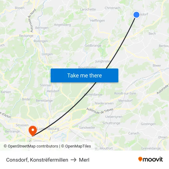 Consdorf, Konstrëfermillen to Merl map
