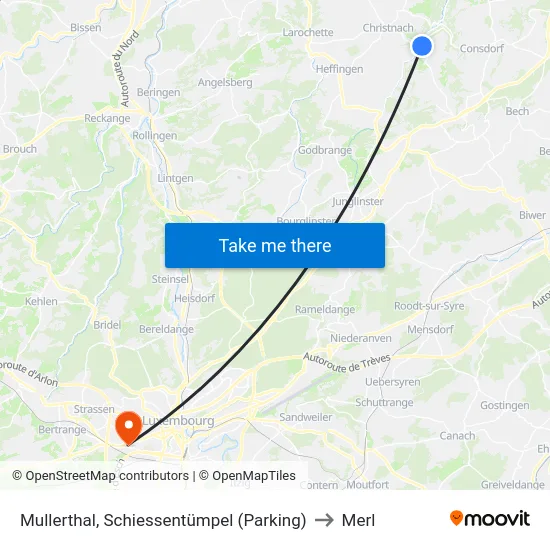 Mullerthal, Schiessentümpel (Parking) to Merl map