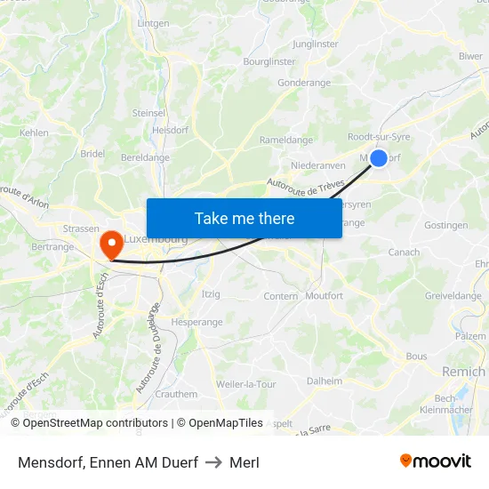 Mensdorf, Ennen AM Duerf to Merl map