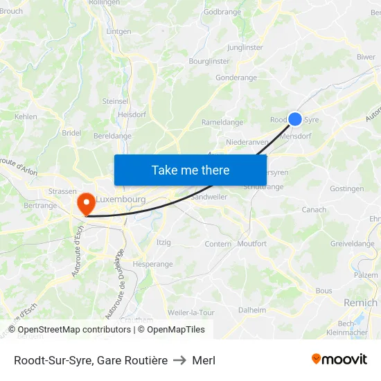Roodt-Sur-Syre, Gare Routière to Merl map