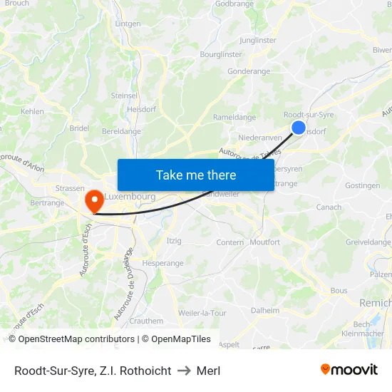 Roodt-Sur-Syre, Z.I. Rothoicht to Merl map