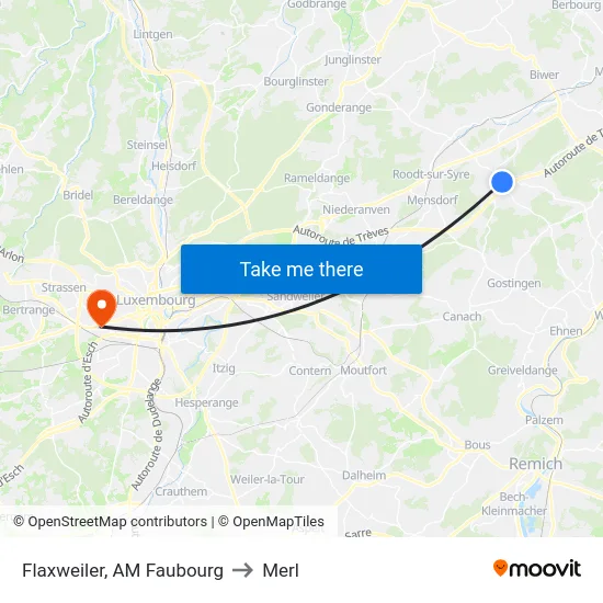Flaxweiler, AM Faubourg to Merl map