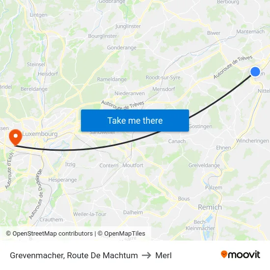 Grevenmacher, Route De Machtum to Merl map