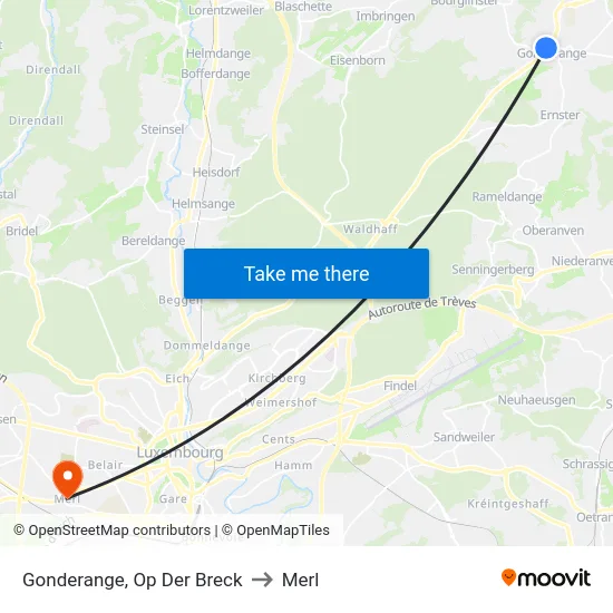 Gonderange, Op Der Breck to Merl map