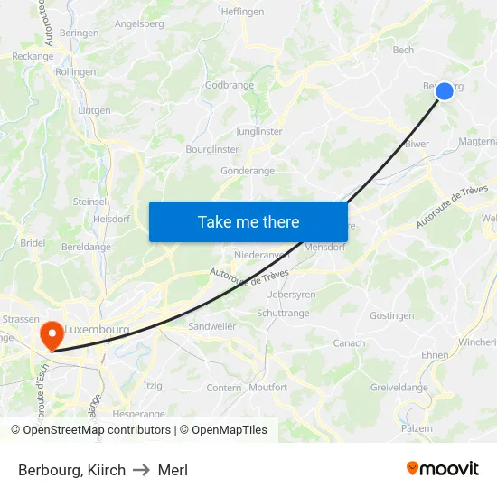 Berbourg, Kiirch to Merl map