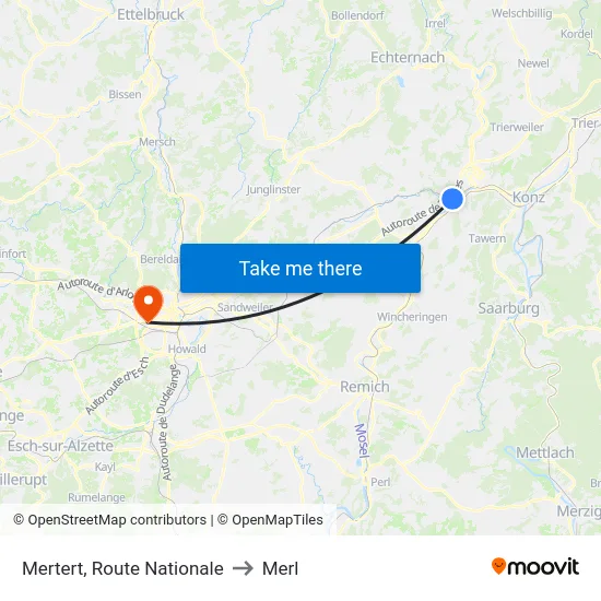 Mertert, Route Nationale to Merl map