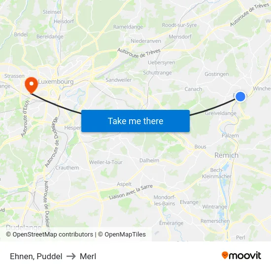 Ehnen, Puddel to Merl map