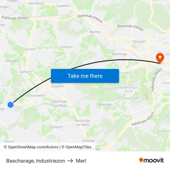 Bascharage, Industriezon to Merl map