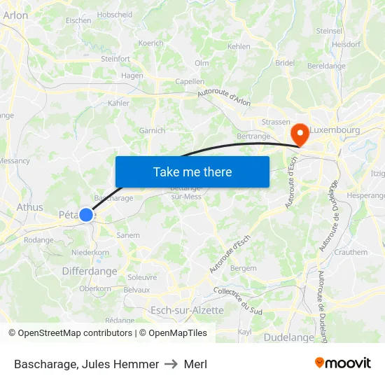 Bascharage, Jules Hemmer to Merl map