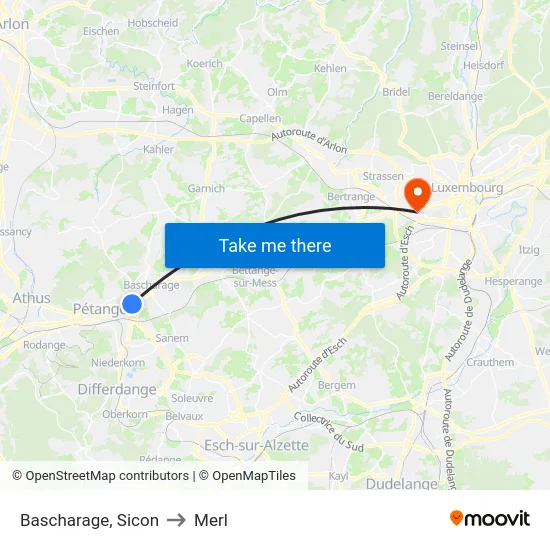 Bascharage, Sicon to Merl map