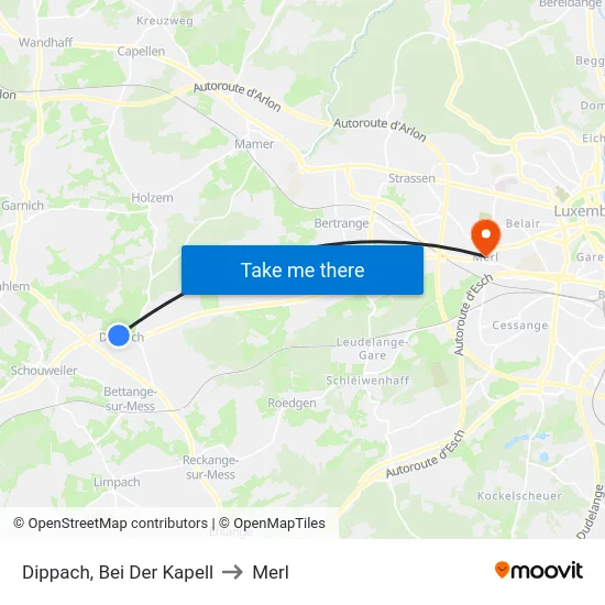 Dippach, Bei Der Kapell to Merl map