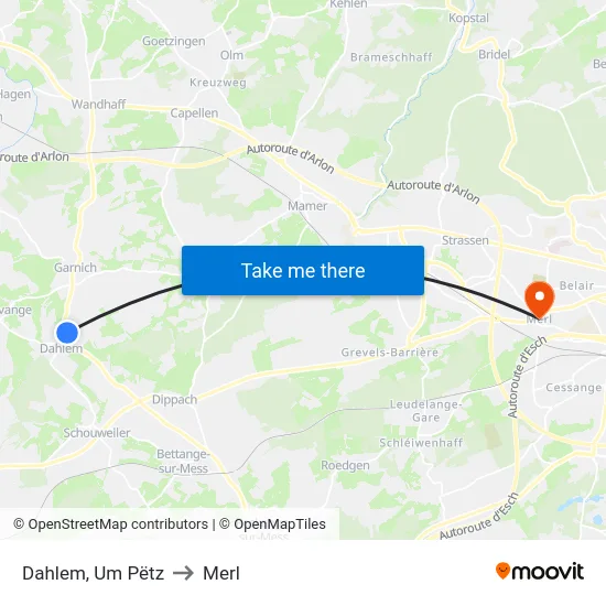 Dahlem, Um Pëtz to Merl map