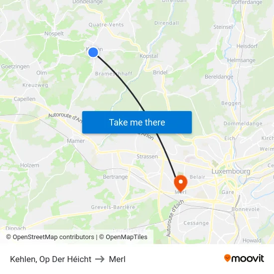Kehlen, Op Der Héicht to Merl map