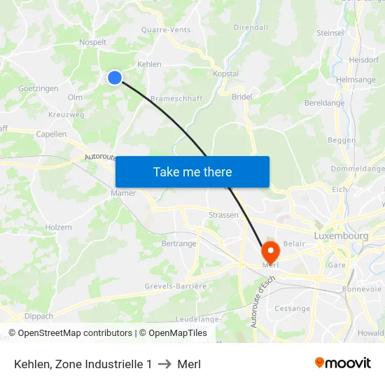 Kehlen, Zone Industrielle 1 to Merl map
