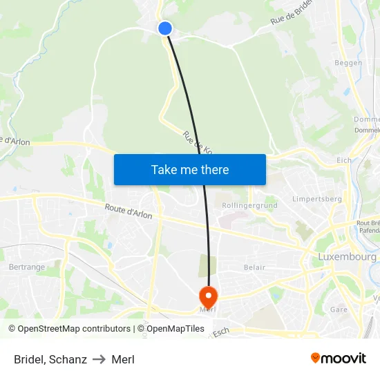 Bridel, Schanz to Merl map