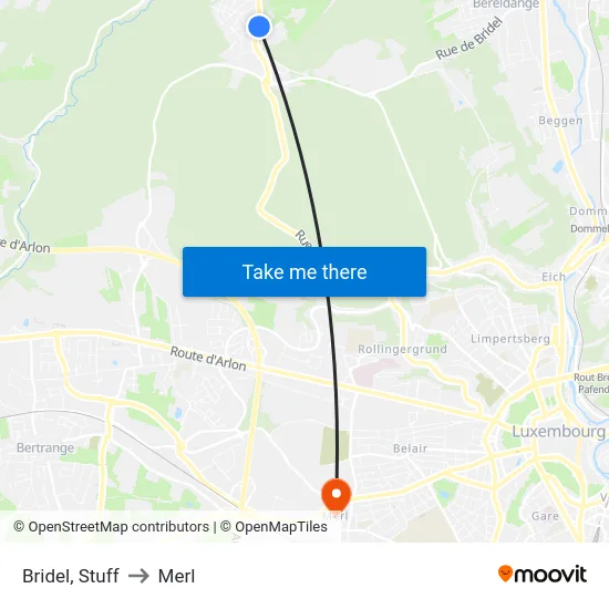 Bridel, Stuff to Merl map