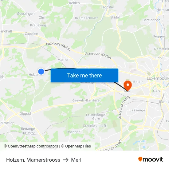 Holzem, Mamerstrooss to Merl map