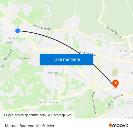 Mamer, Baerendall to Merl map