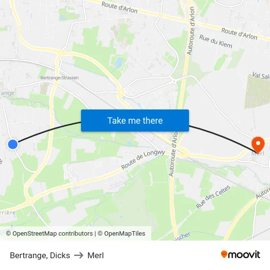 Bertrange, Dicks to Merl map