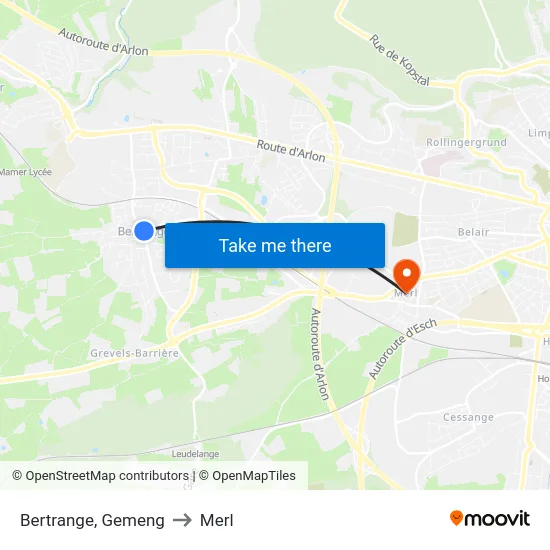 Bertrange, Gemeng to Merl map