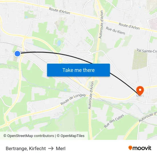 Bertrange, Kirfecht to Merl map