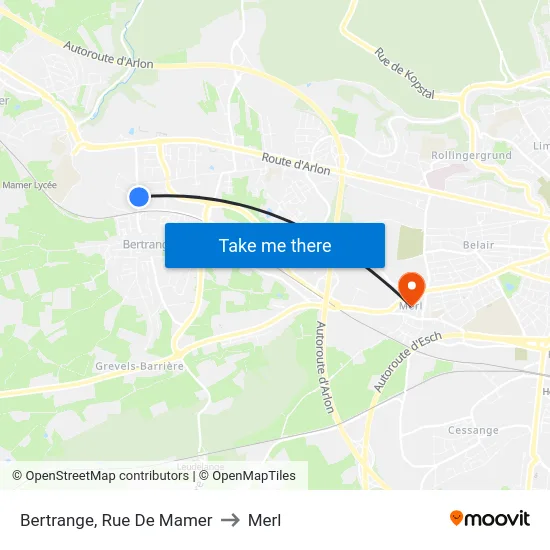 Bertrange, Rue De Mamer to Merl map