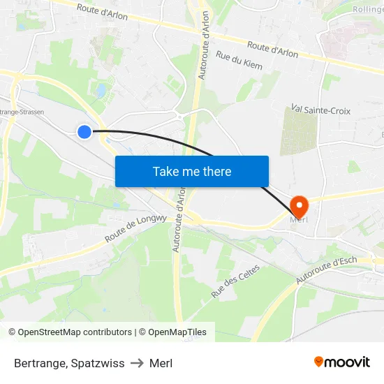 Bertrange, Spatzwiss to Merl map