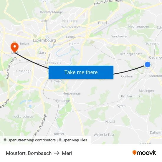 Moutfort, Bombasch to Merl map