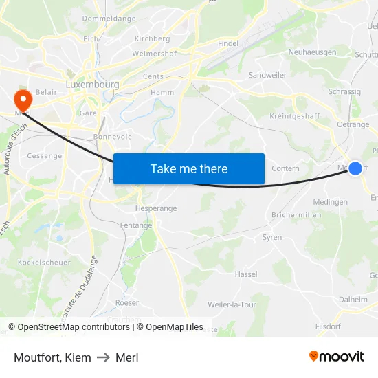 Moutfort, Kiem to Merl map