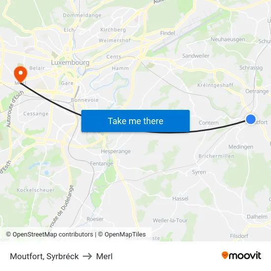 Moutfort, Syrbréck to Merl map