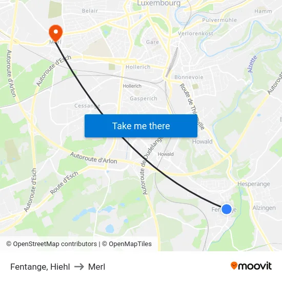 Fentange, Hiehl to Merl map
