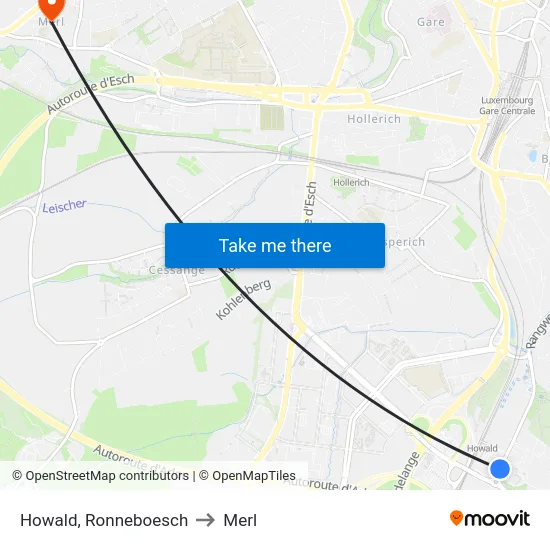 Howald, Ronneboesch to Merl map